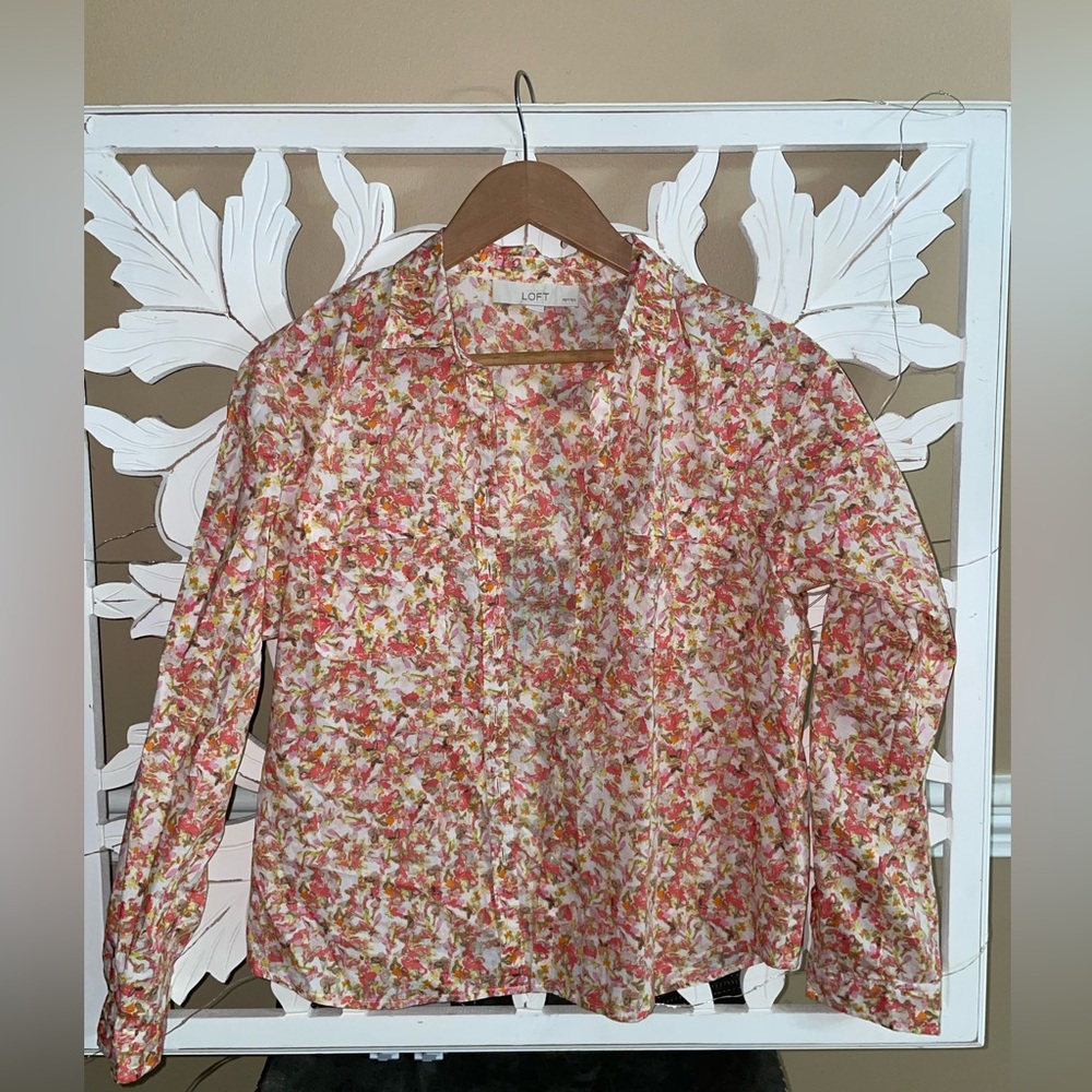 LOFT  floral button down blouse